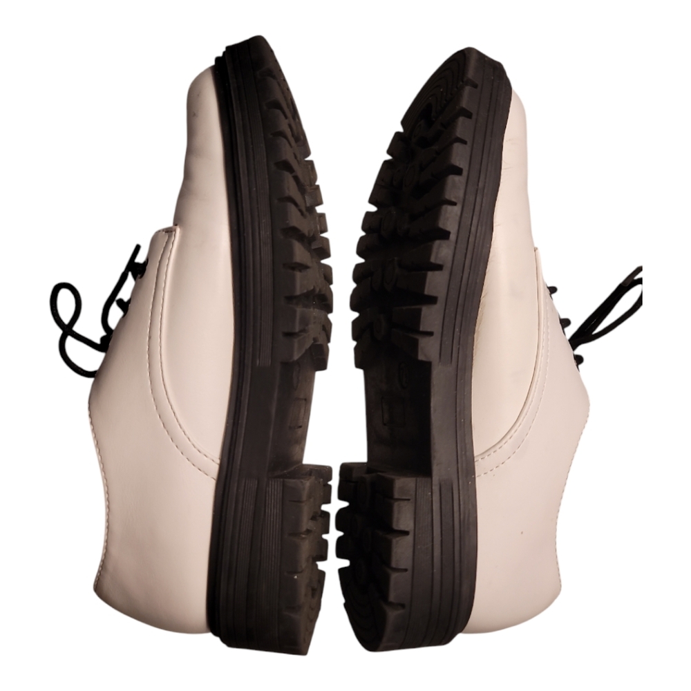 Seychelles Katie oxford white womens 7.5 lace-up black platform lugs sole - Picture 4 of 9